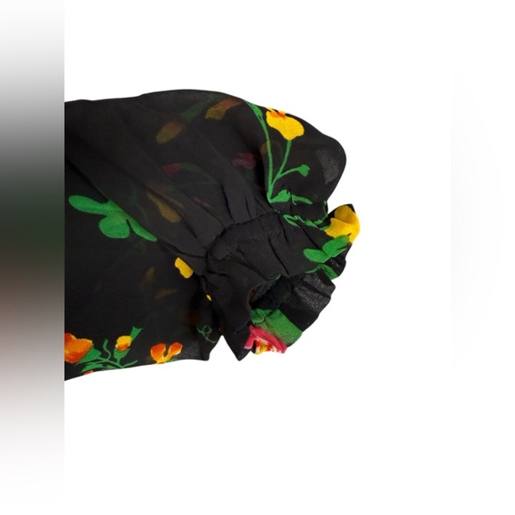 Cabi black floral sheer blouse size medium preowned - Picture 4 of 10